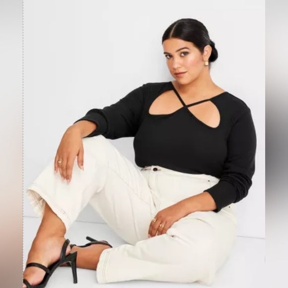 Women's Ribbed Cut Out Neck Bodysuit Future Collective - Picture 3 of 11